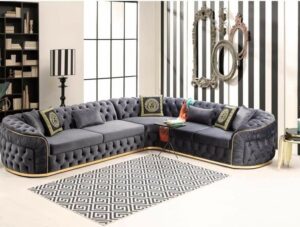 7-Seater Velvet Upholstered Chesterfield Sofa Set