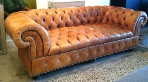 6-Seater Distressed Leather Chesterfield Sofa