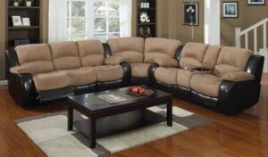 6-Seater Velvet Upholstered Recliner Sofa Set