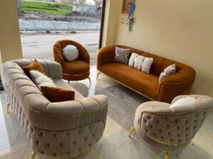 Mid-Century Fabric 5-Piece Sofaset