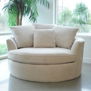 2-Seater Plush Chaise Loveseat with Ottoman