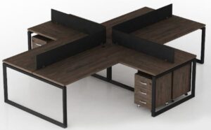 4-Seater L-Shaped MDF Office Cubicle