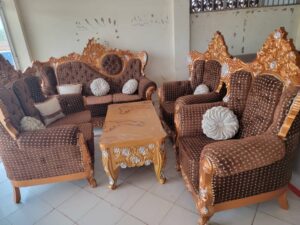 6-Seater Mahogany Wood Sofa Set