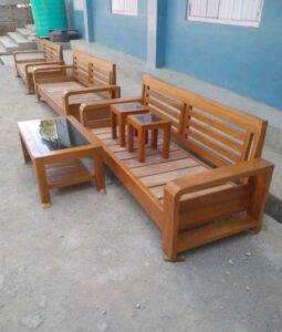 6-Seater Classic Cedar Wooden Sofa Set