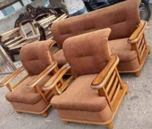 7-Seater Rustic Pine Wood Sofa Set