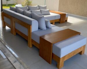 5-Seater Sleek Walnut Sofa Set