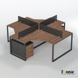 4-Seater L-Shaped MDF Office Cubicle
