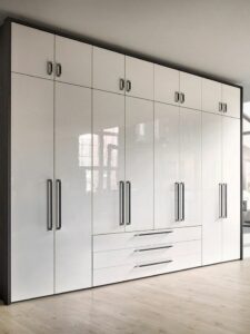 Contemporary White Gloss Wall-Mounted Wardrobe