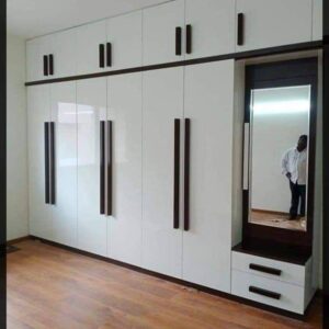 Contemporary White Gloss Wall-Mounted Wardrobe