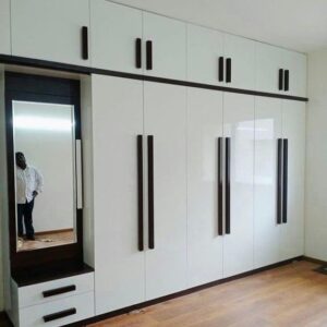 Contemporary White Gloss Wall-Mounted Wardrobe
