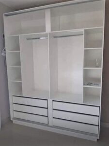 Contemporary White Gloss Wall Walk-In Wardrobe