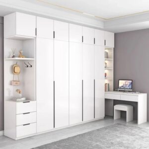 Floating Wall-Mounted Wardrobe with Open Shelves