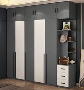 Floating Wall-Mounted Wardrobe with Open Shelves