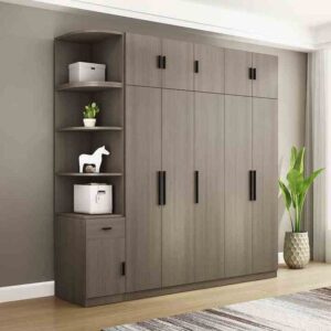 Floating Wall-Mounted Wardrobe with Open Shelves