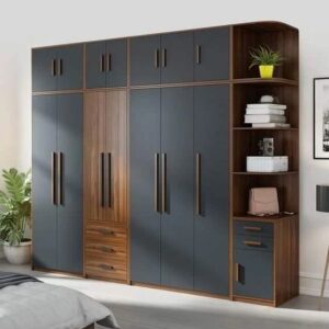 Floating Wall-Mounted Wardrobe with Open Shelves