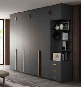 Floating Wall-Mounted Wardrobe with Open Shelves