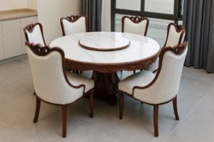 Round white top dining table 1 Round white top dining table