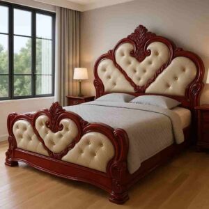 5X6 Curved King Sized Wooden Bed