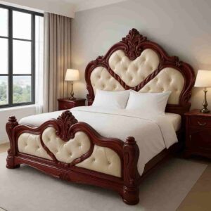 5X6 Curved King Sized Wooden Bed