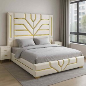 6x6 Leather Upholstered bed with lighting 7 6x6 Leather Upholstered bed with lighting