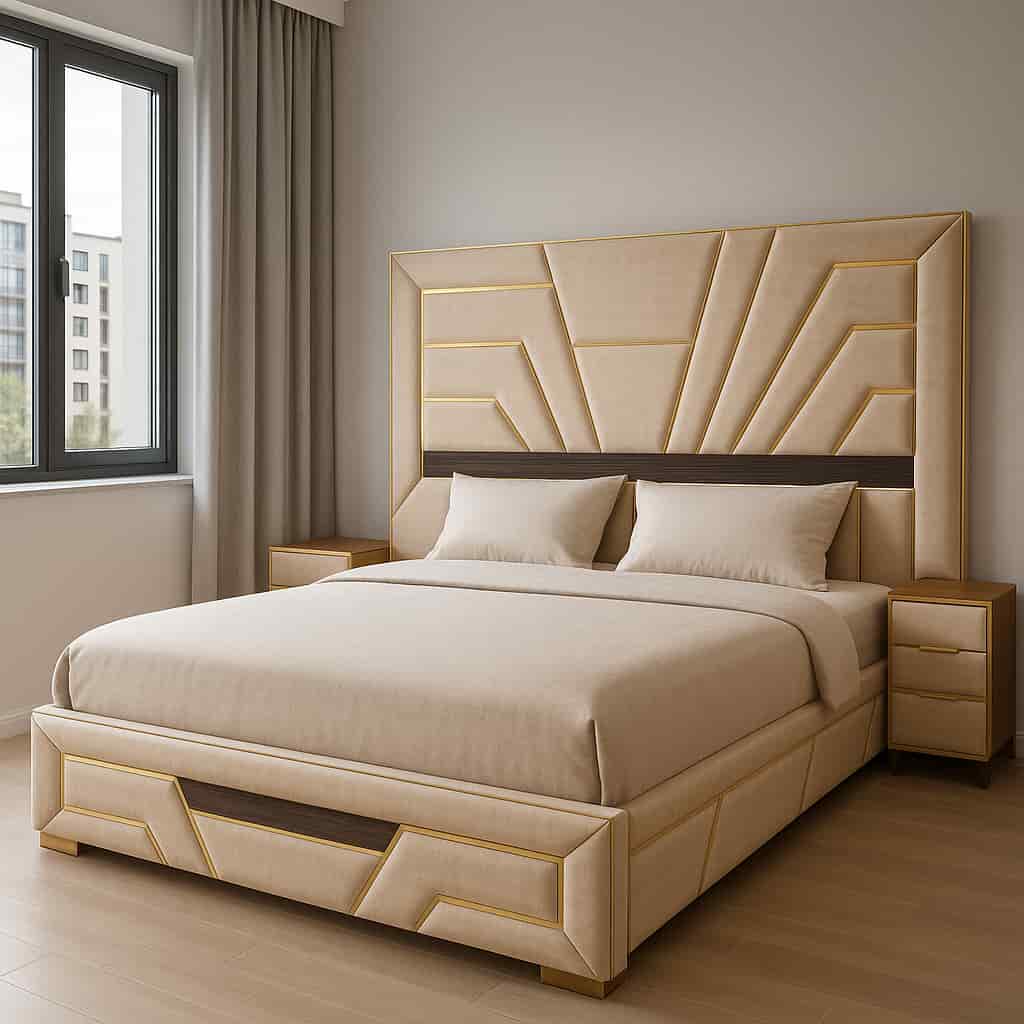 6x6 Leather Upholstered bed with lighting 6x6 Leather Upholstered bed with lighting