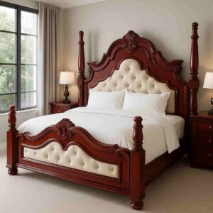 5X6 Curved King Sized Wooden Bed