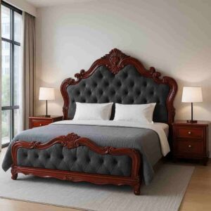5X6 Curved King Sized Wooden Bed