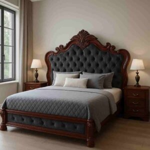 5X6 Curved King Sized Wooden Bed