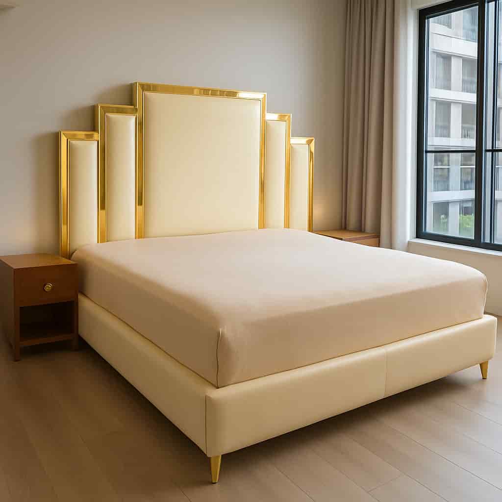 6x6 Leather Upholstered bed with lighting 6x6 Leather Upholstered bed with lighting