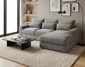 4 Seater Compact L-Shaped Fabric Sofaset
