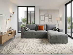 4 Seater Compact L-Shaped Fabric Sofaset