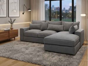 4 Seater Compact L-Shaped Fabric Sofaset