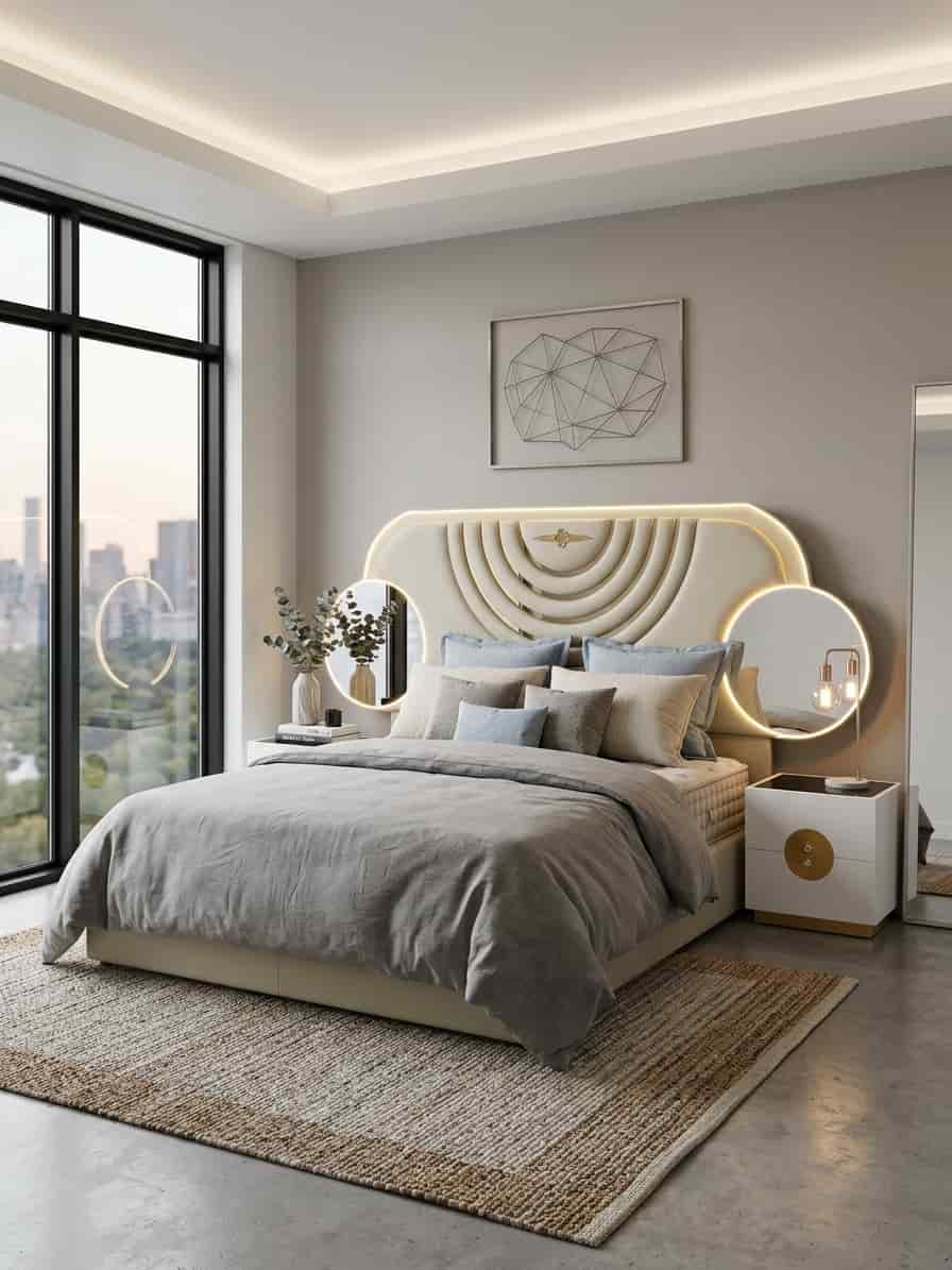 6x6 Leather Upholstered bed with lighting 6x6 Leather Upholstered bed with lighting