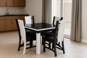 Modern 4 Seater White and Black dining Table 2 Modern 4 Seater White and Black Dining Table