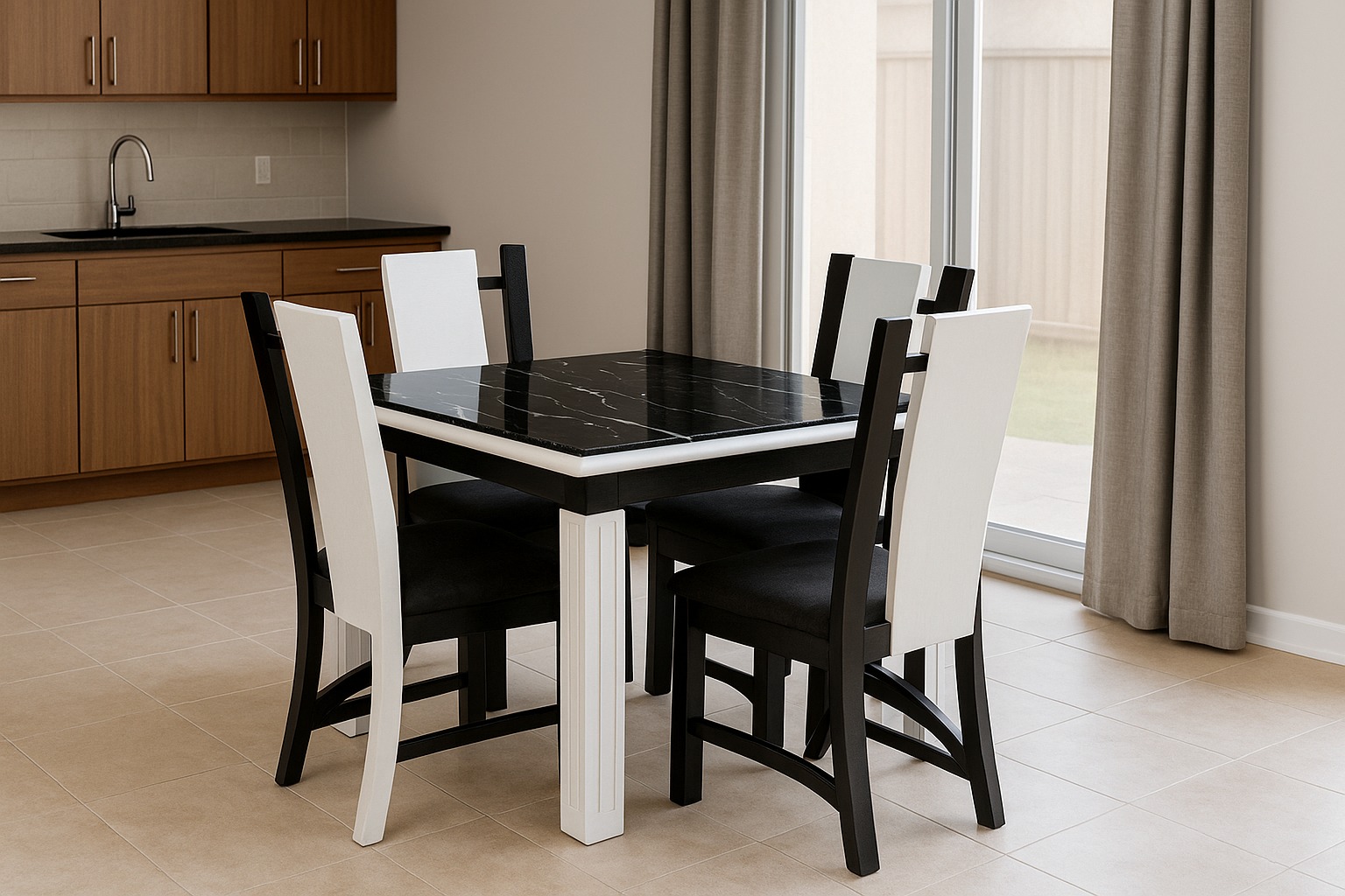 Modern 4 Seater White and Black Dining Table Modern 4 Seater White and Black Dining Table