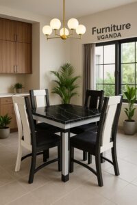 Modern 4 Seater White and Black dining Table 3 Modern 4 Seater White and Black Dining Table