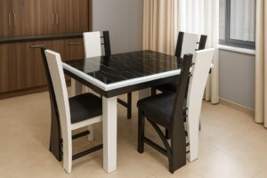 Modern 4 Seater White and Black dining Table 1 Modern 4 Seater White and Black Dining Table