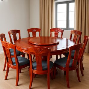 Modern 8 Seater Round Hardwood dining Table