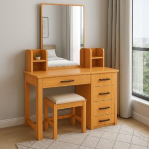 Modern Dressing Mirror with Half size mirror and Drawers 2 Modern Dressing Mirror with Half-Size Mirror and Drawers