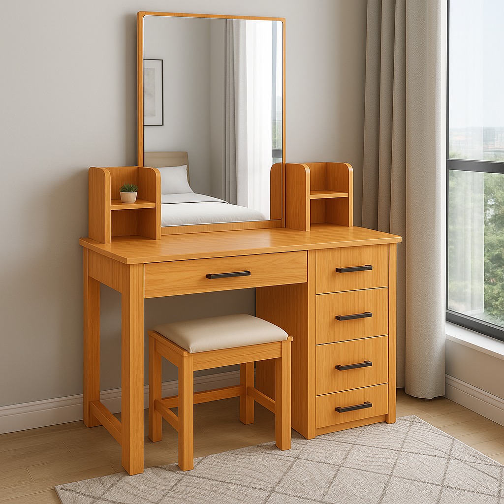 Modern Dressing Mirror with Half-Size Mirror and Drawers Modern Dressing Mirror with Half-Size Mirror and Drawers