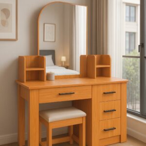 Modern Dressing Mirror with Half-Size Mirror and Drawers