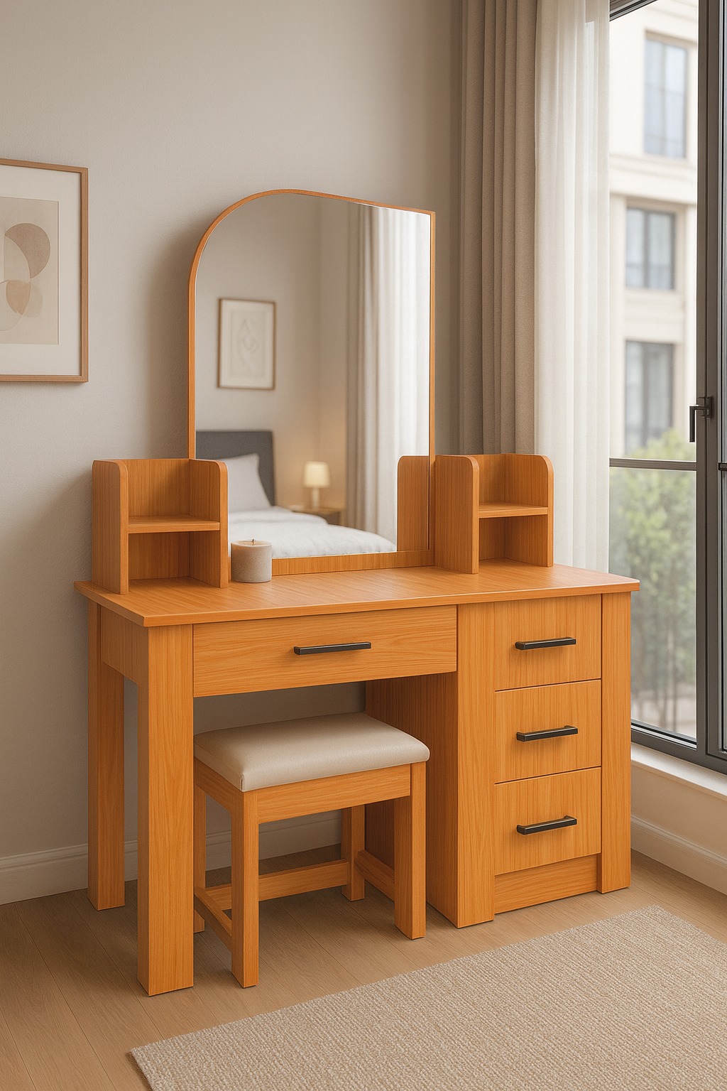 Modern Dressing Mirror with Half-Size Mirror and Drawers Modern Dressing Mirror with Half-Size Mirror and Drawers