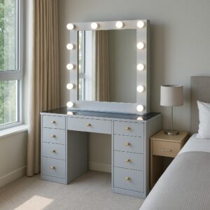 Makeup dressing table with lights