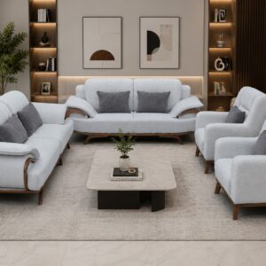 Modern Giant fabric Sofaset 7 seater with wooden trim