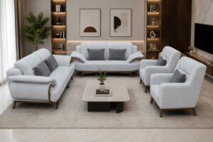 Modern Giant fabric Sofaset 7 seater with wooden trim 3 Modern Giant fabric Sofaset 7 seater with wooden trim