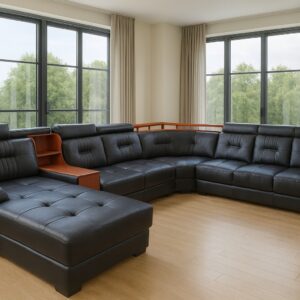 Leather U-shaped Sofaset 8 Seater With Wooden Finish