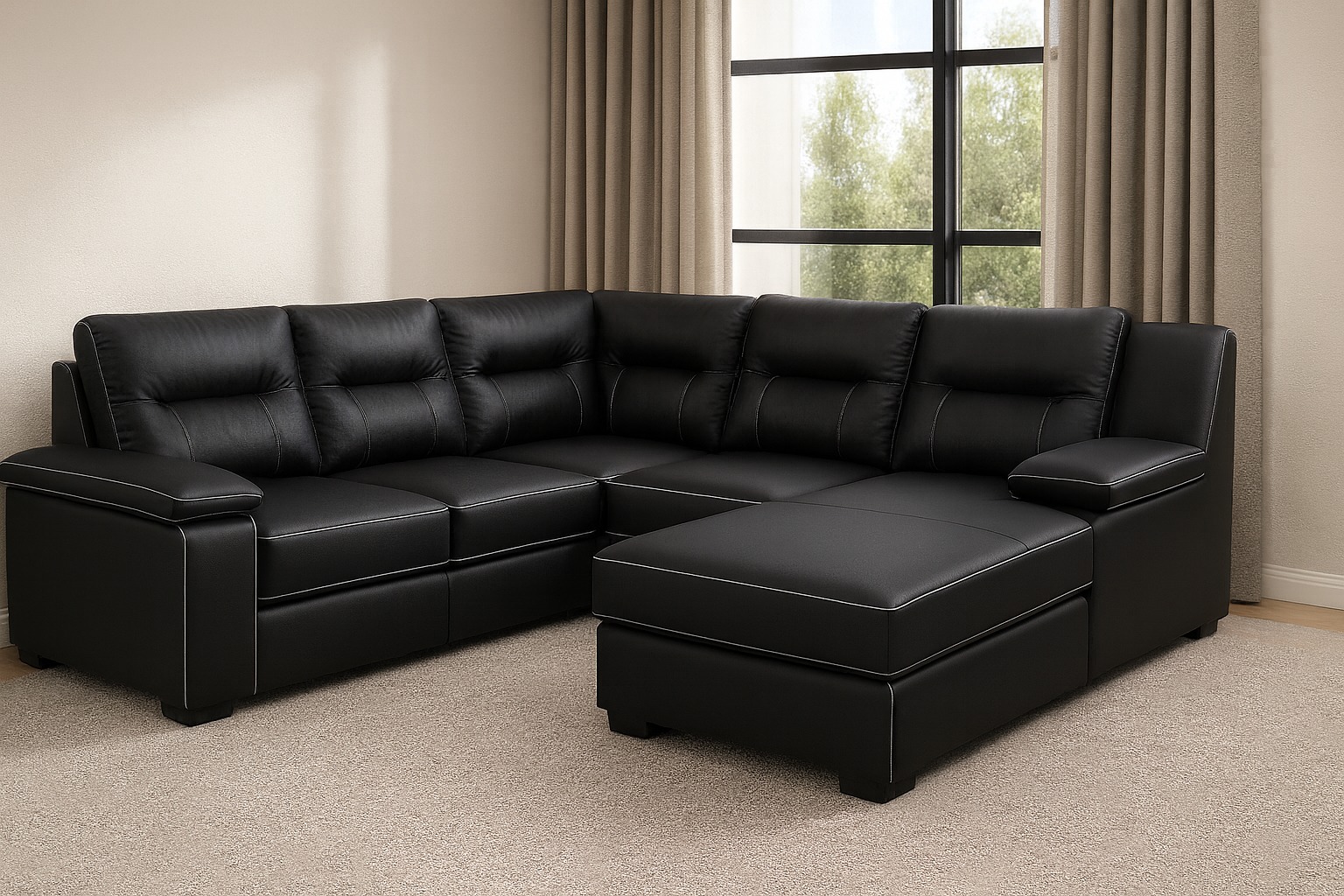 Leather U-shaped Sofaset 8 Seater With Wooden Finish Leather U-shaped Sofaset 8 Seater With Wooden Finish
