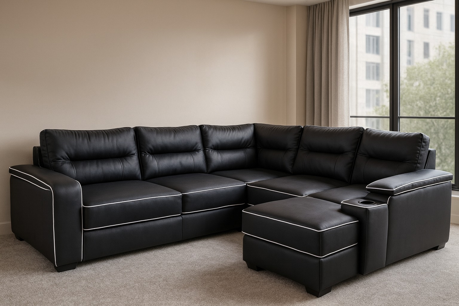 Leather U-shaped Sofaset 8 Seater With Wooden Finish Leather U-shaped Sofaset 8 Seater With Wooden Finish