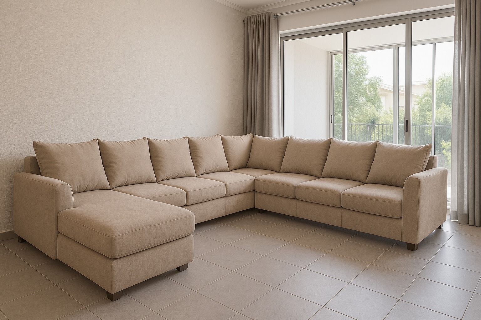 Fabric U-shaped Sofaset 8 Seater With Wooden Finish Fabric U-shaped Sofaset 8 Seater With Wooden Finish