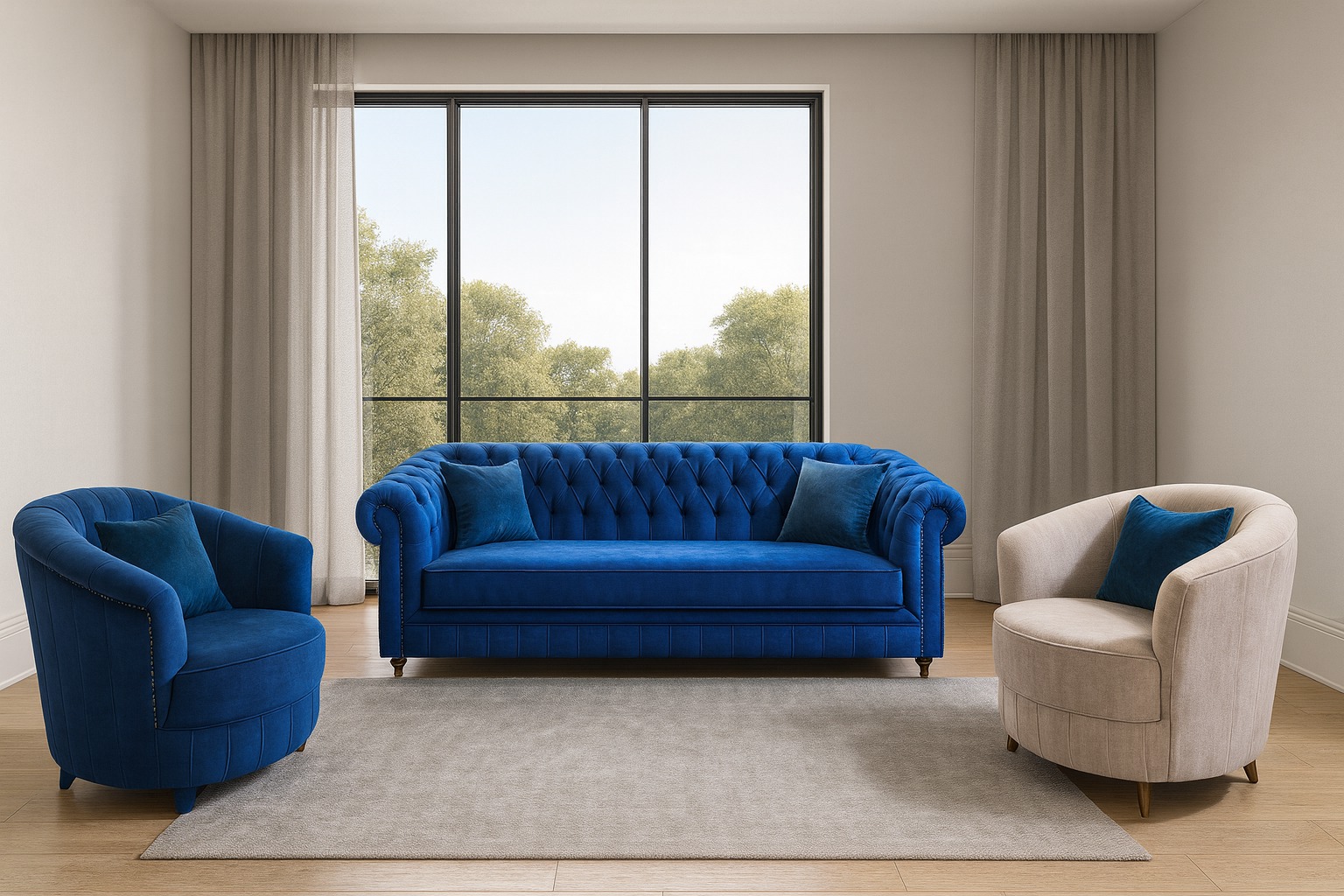 Double tone Fabric chesterfield sofaset 7 seater Double tone Fabric chesterfield sofaset 7 seater